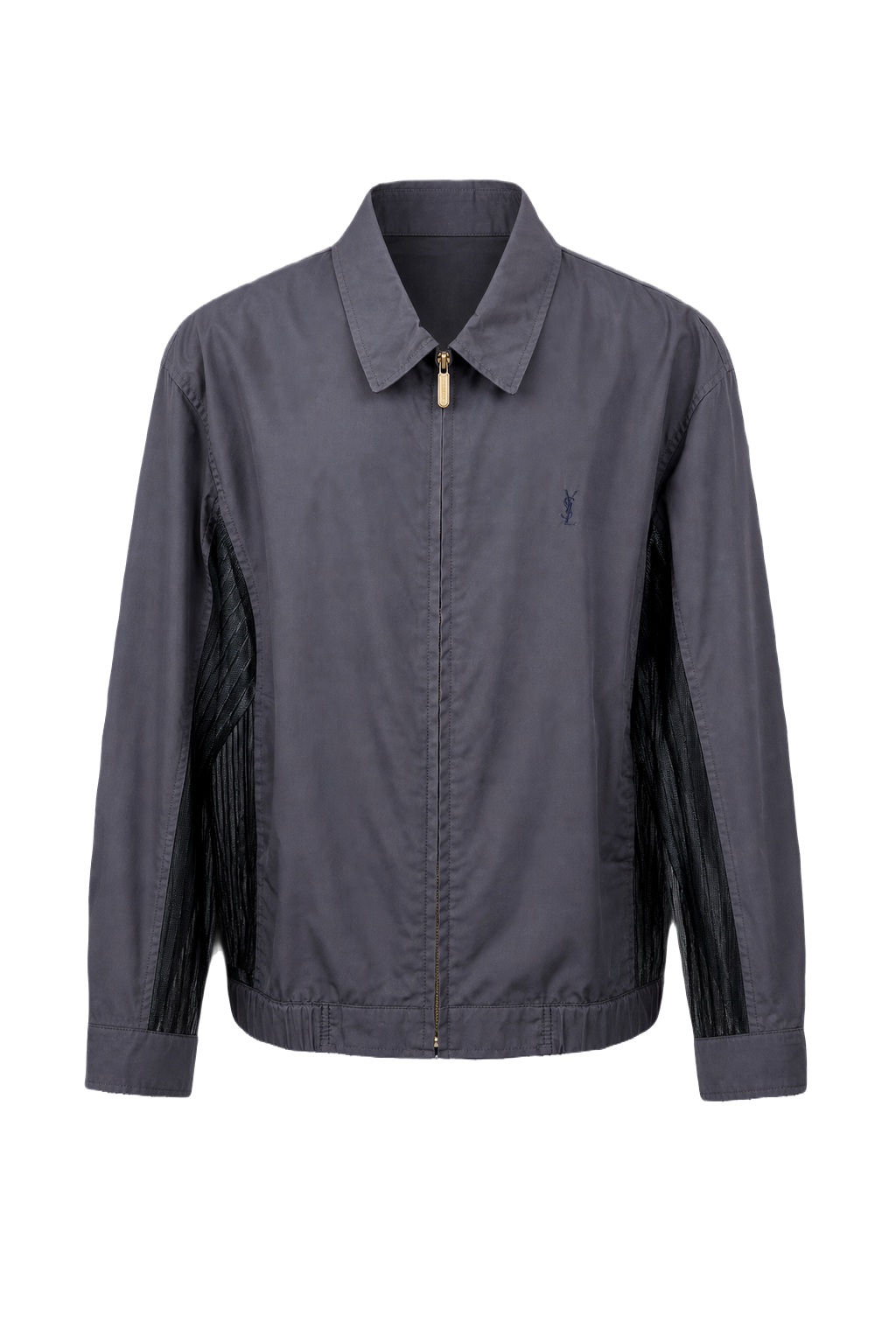 1980s Dark Gray Cotton Blend Jacket - Front View