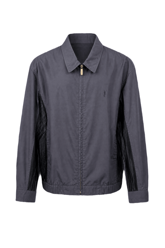 1980s Dark Gray Cotton Blend Jacket - Front View