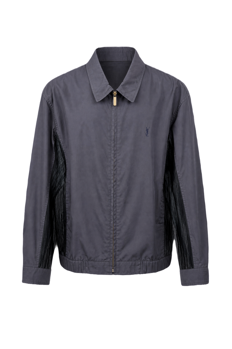 1980s Dark Gray Cotton Blend Jacket - Front View