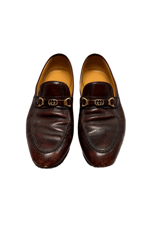 1980s Brown Leather Loafers - Front View
