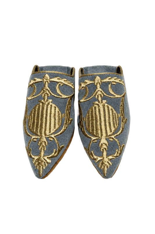 1970s Blue Fabric Shoes - Front View
