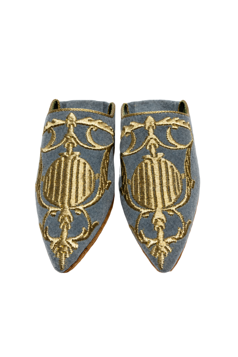 1970s Blue Fabric Shoes - Front View