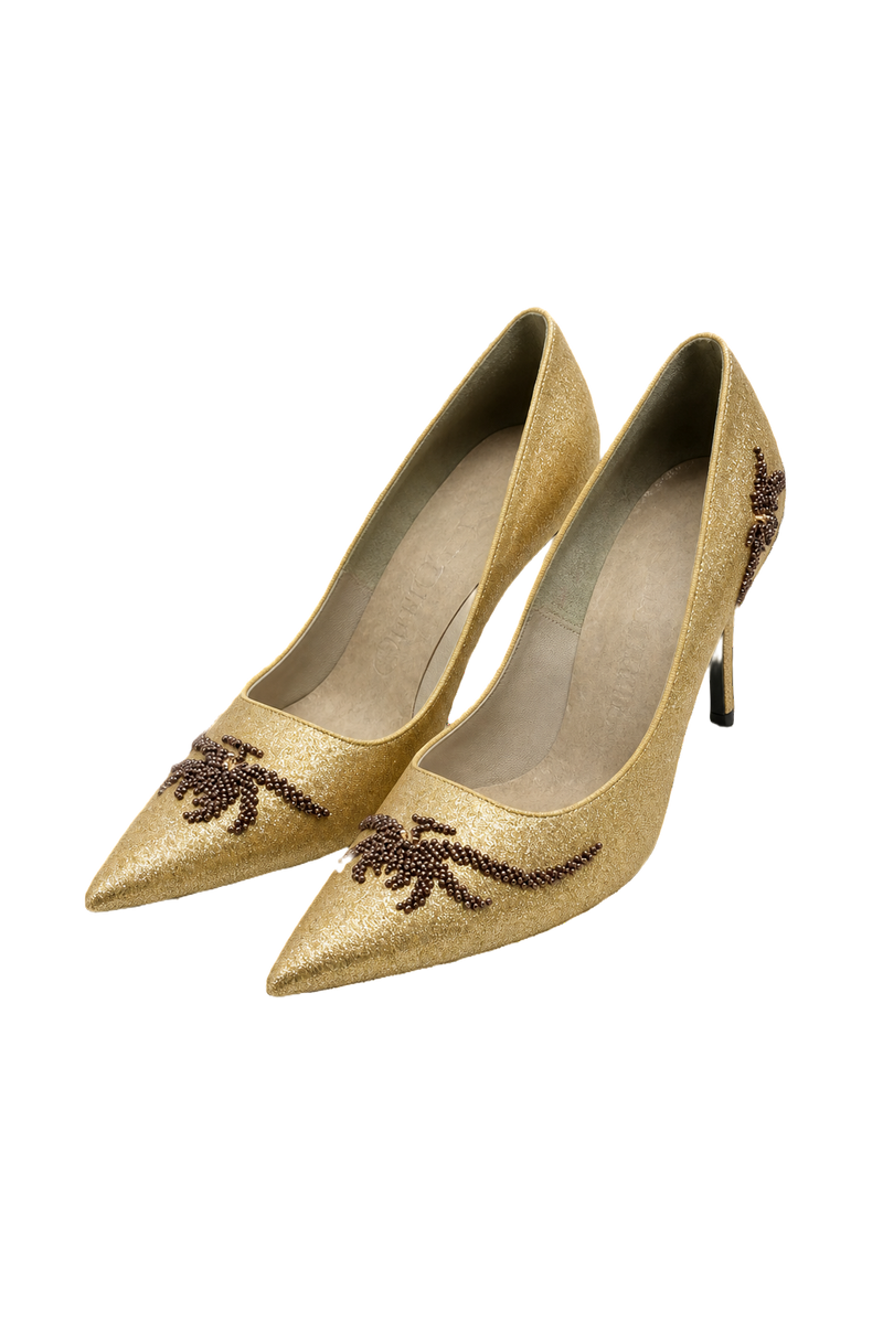 1980s Gold Synthetic Shoes - Front View