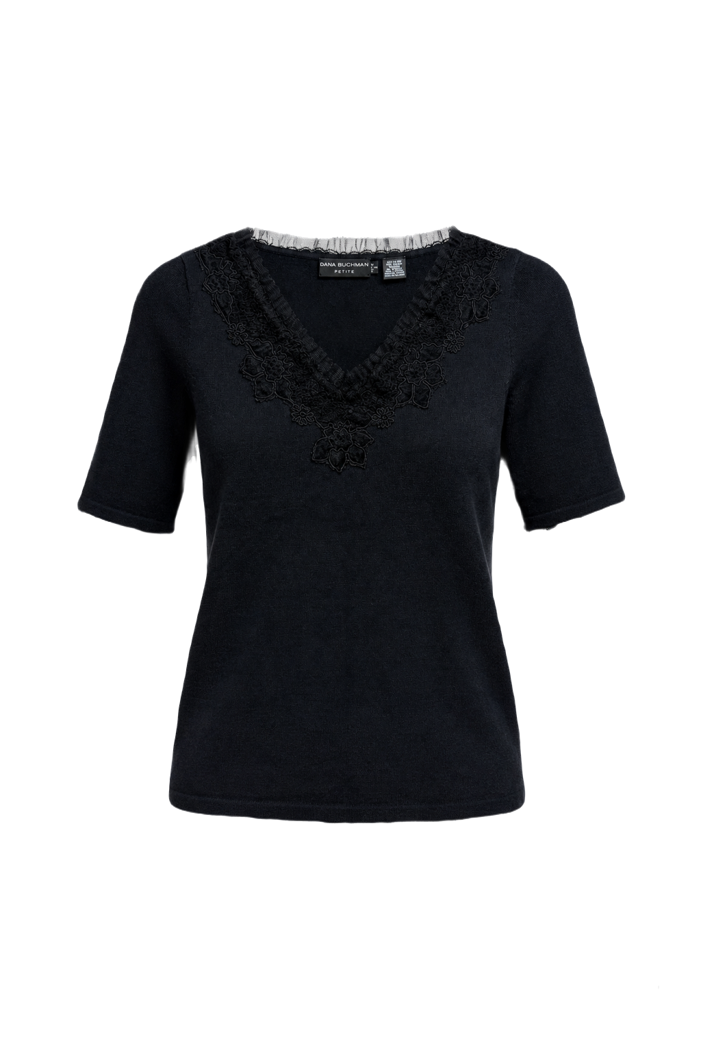 1990s Black Cotton Blend Blouse - Front View