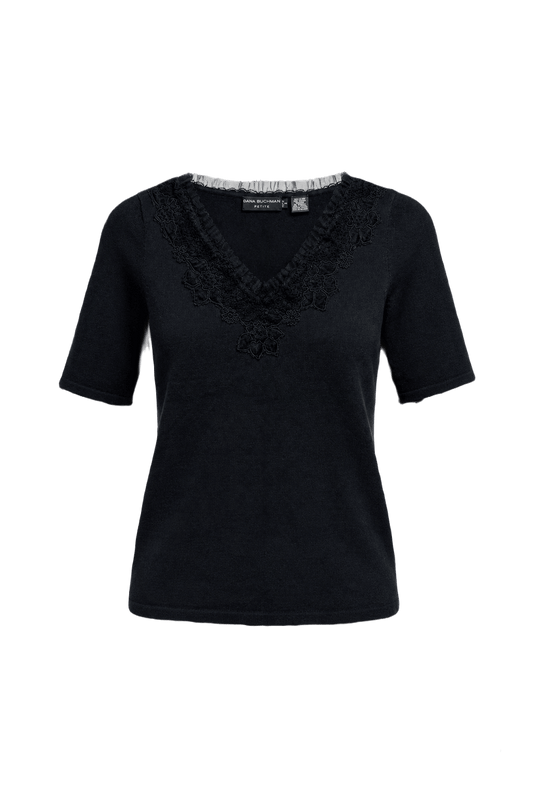 1990s Black Cotton Blend Blouse - Front View