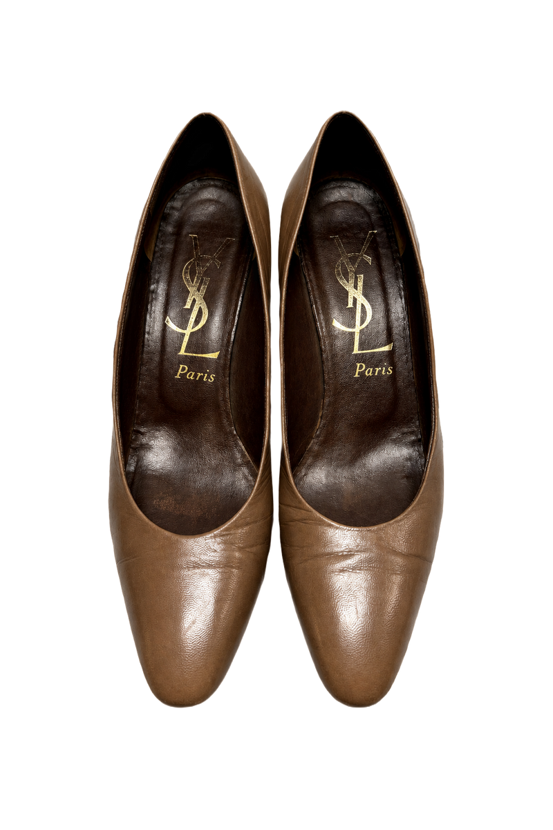 1980s Brown Leather Shoes - Front View