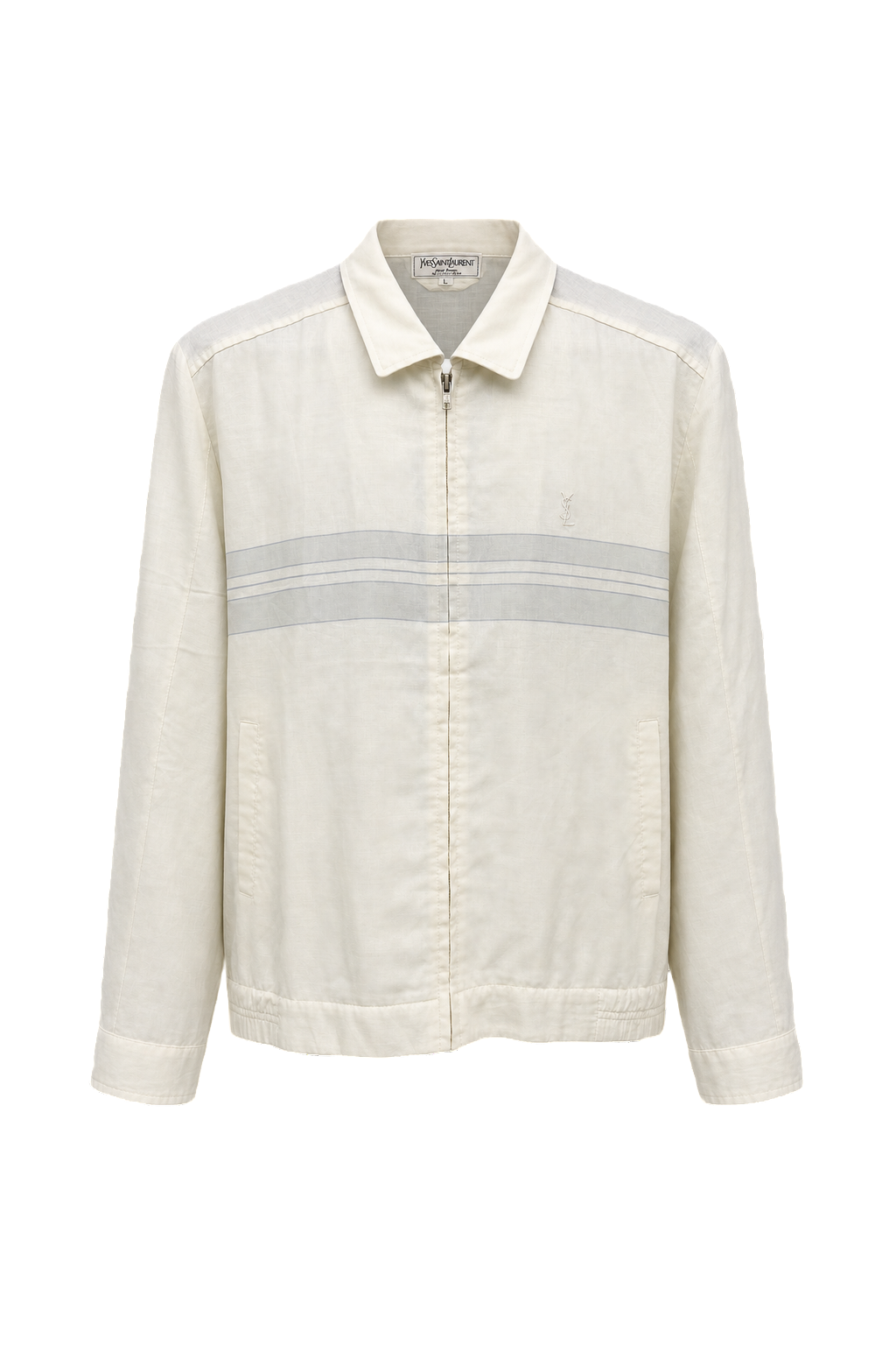 1980s Cream White Cotton Blend Jacket - Front View