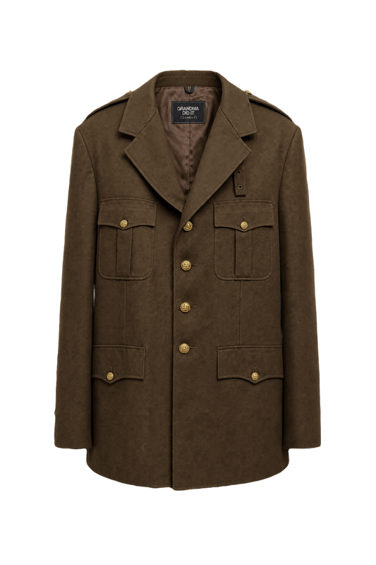1940s Brown Cotton Blend Jacket - Front View