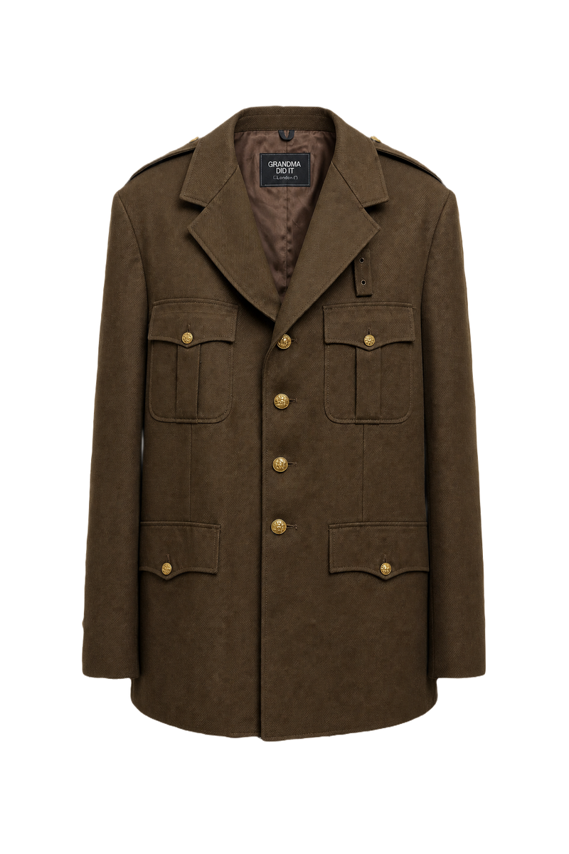 1940s Brown Cotton Blend Jacket - Front View
