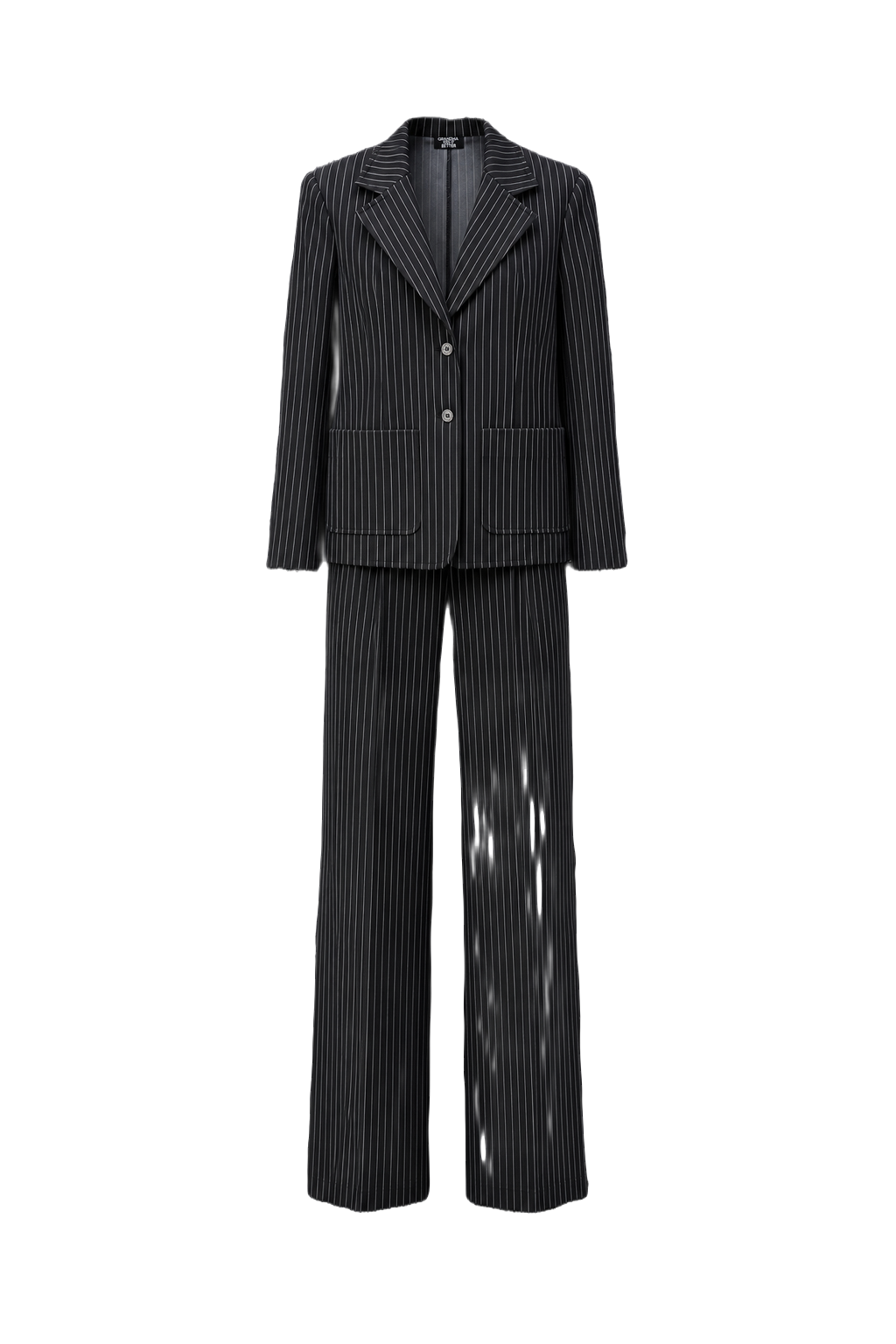 1990s Black Polyester Blend Jacket and Trousers Set - Front View