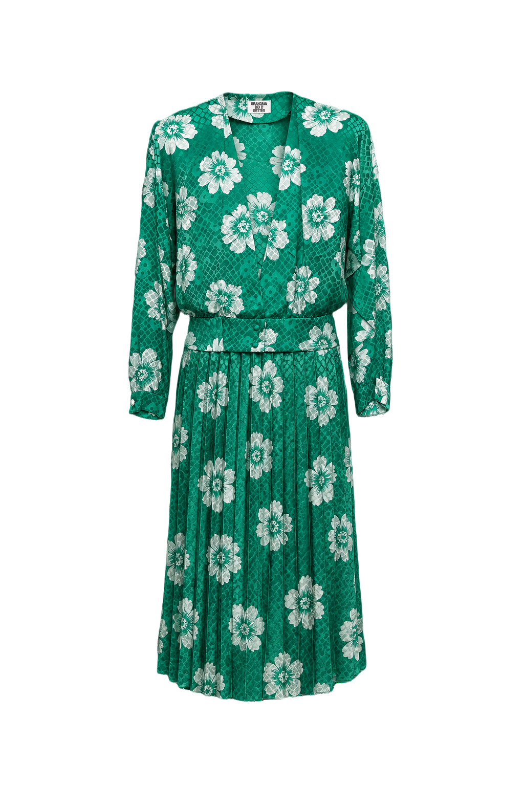 1990s Green Nylon Blend Two-Piece Set - Front View