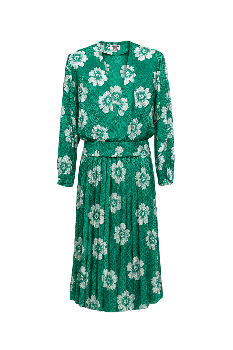 1990s Green Nylon Blend Two-Piece Set - Front View