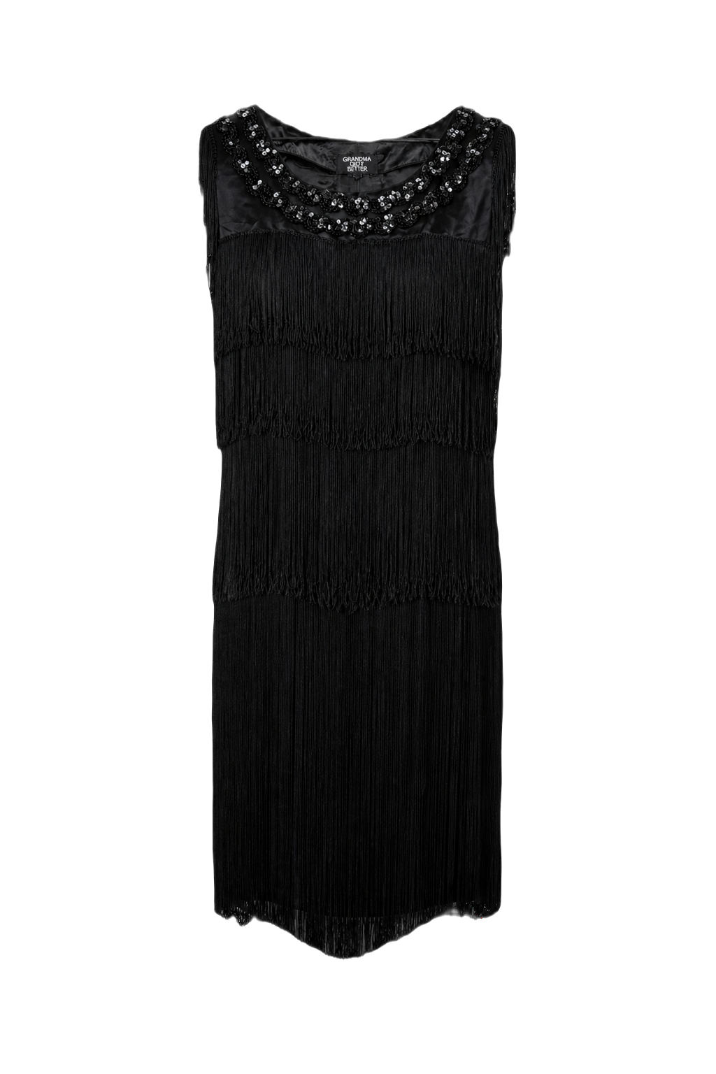 1950s Black Satin Dress - Front View
