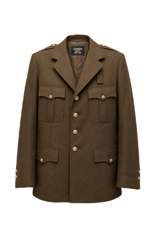 1940s Olive Green Wool Blend Jacket - Front View