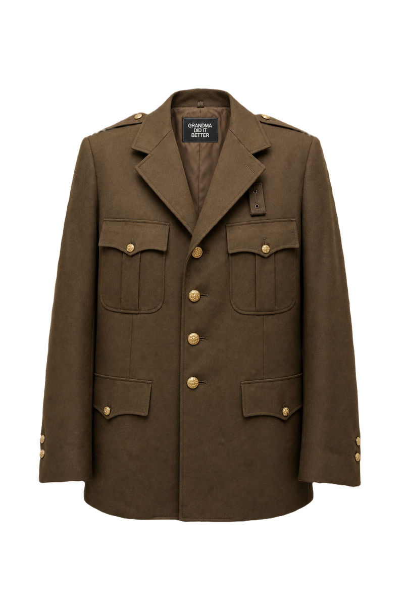 1940s Olive Green Wool Blend Jacket - Front View