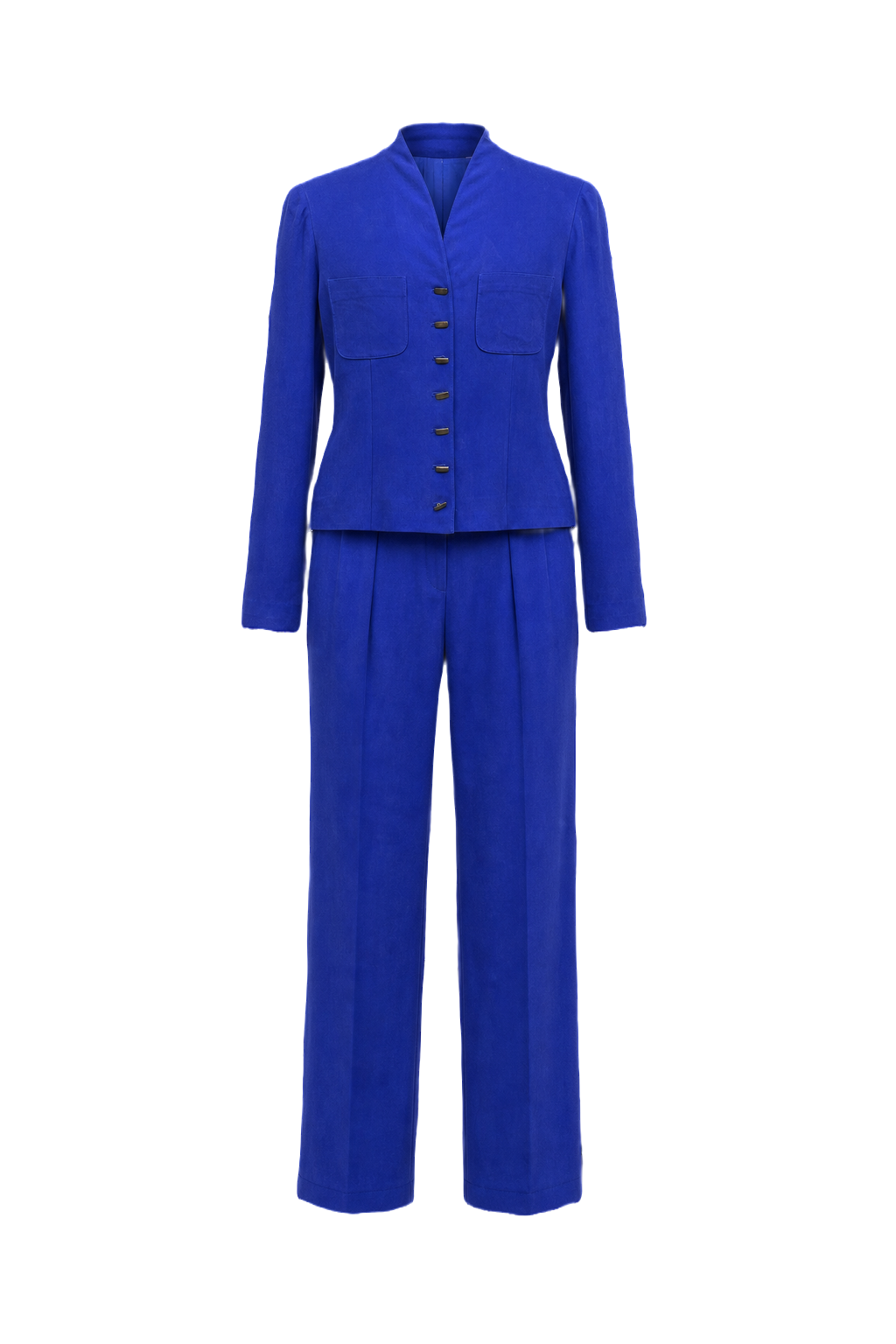1990s Cobalt Blue Suede 2-Piece Suit - Front View