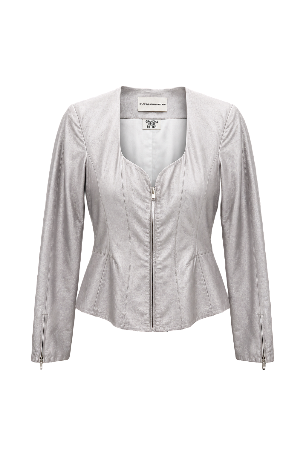 1980s Light Silver Silk Blend Jacket - Front View