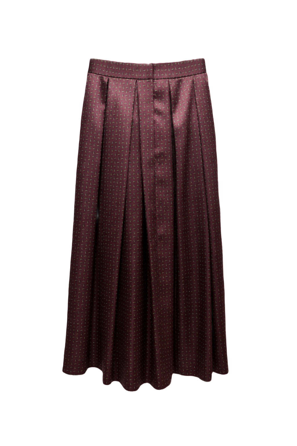 1970s Burgundy Satin Skirt - Front View