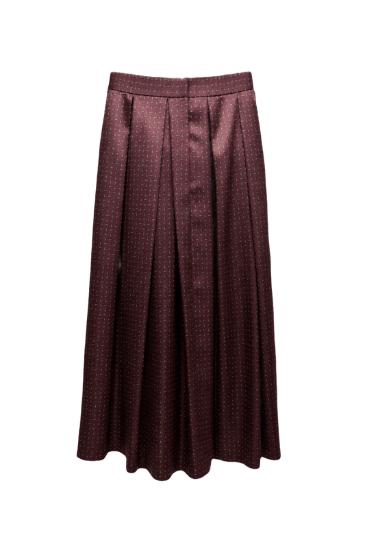 1970s Burgundy Satin Skirt - Front View