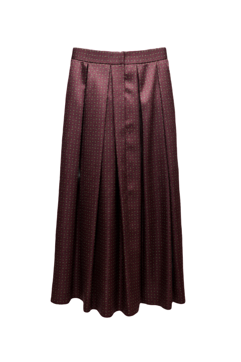 1970s Burgundy Satin Skirt - Front View