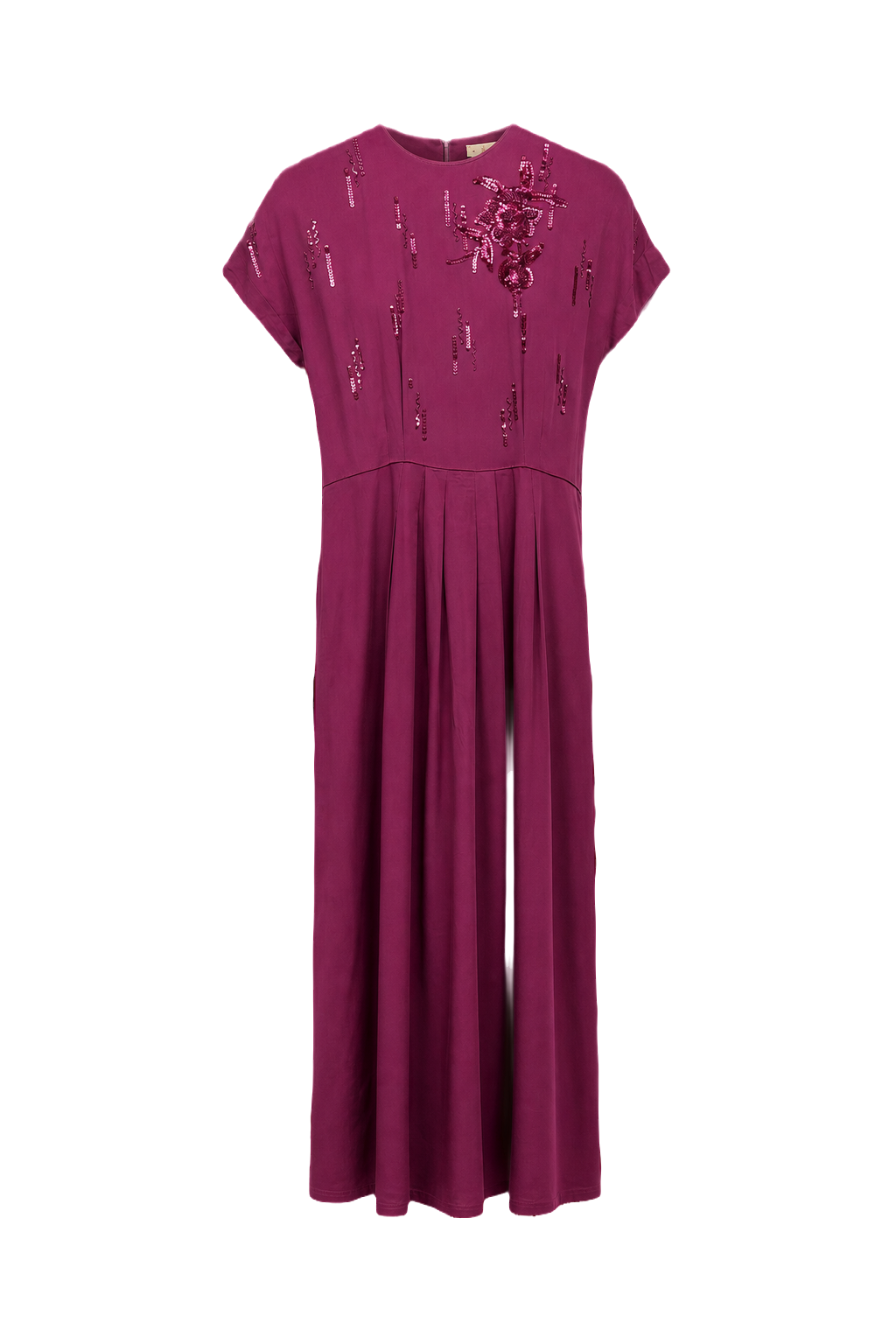 1940s Deep Magenta Silk Dress - Front View