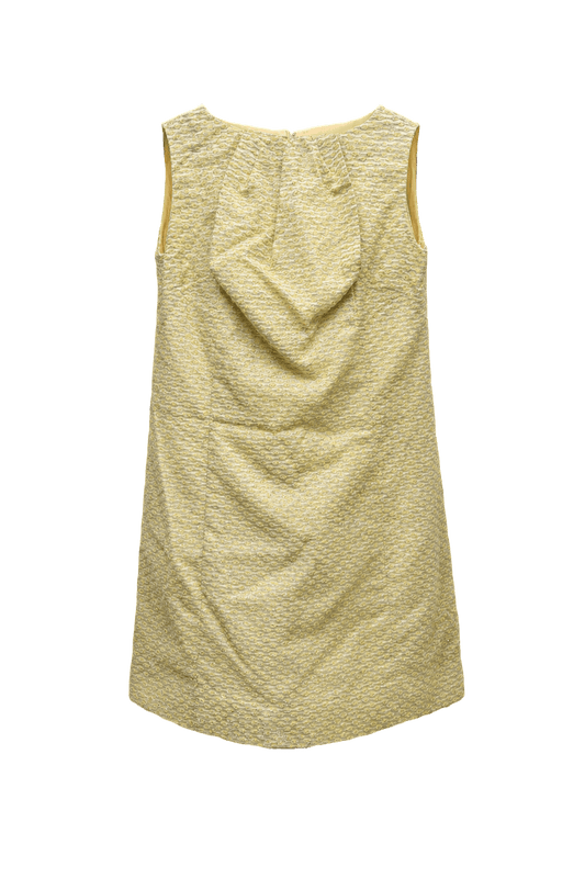 1950s Light Yellow Cotton Blend Shift Dress - Front View