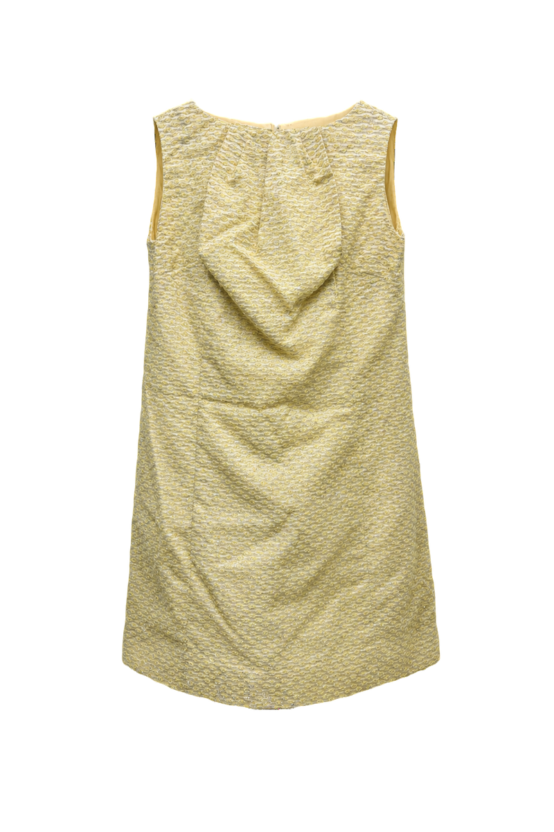 1950s Light Yellow Cotton Blend Shift Dress - Front View