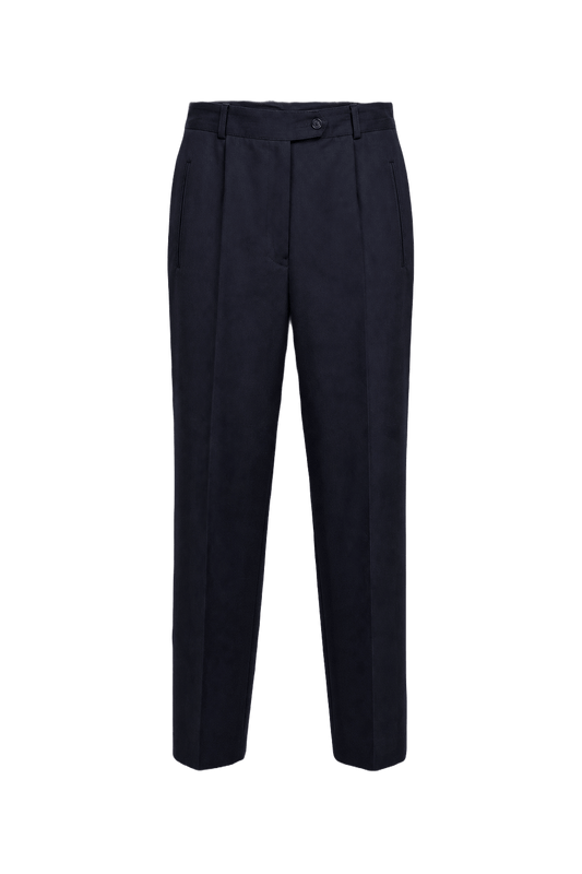 1980s Black Polyester Trousers - Front View