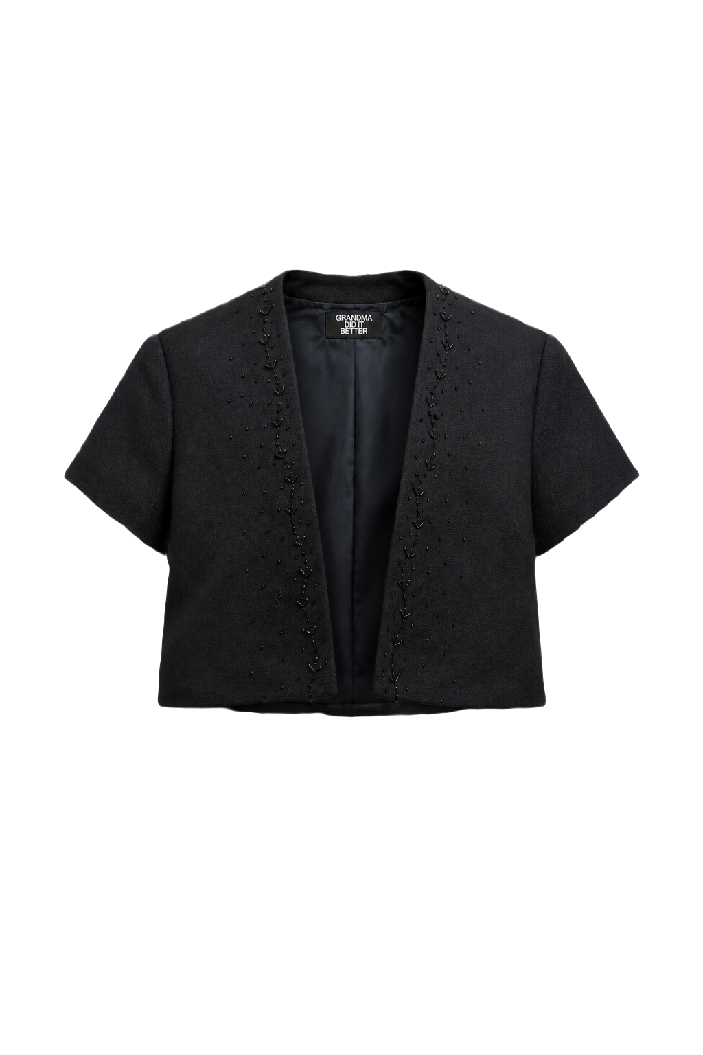 1990s Black Wool Blend Jacket - Front View