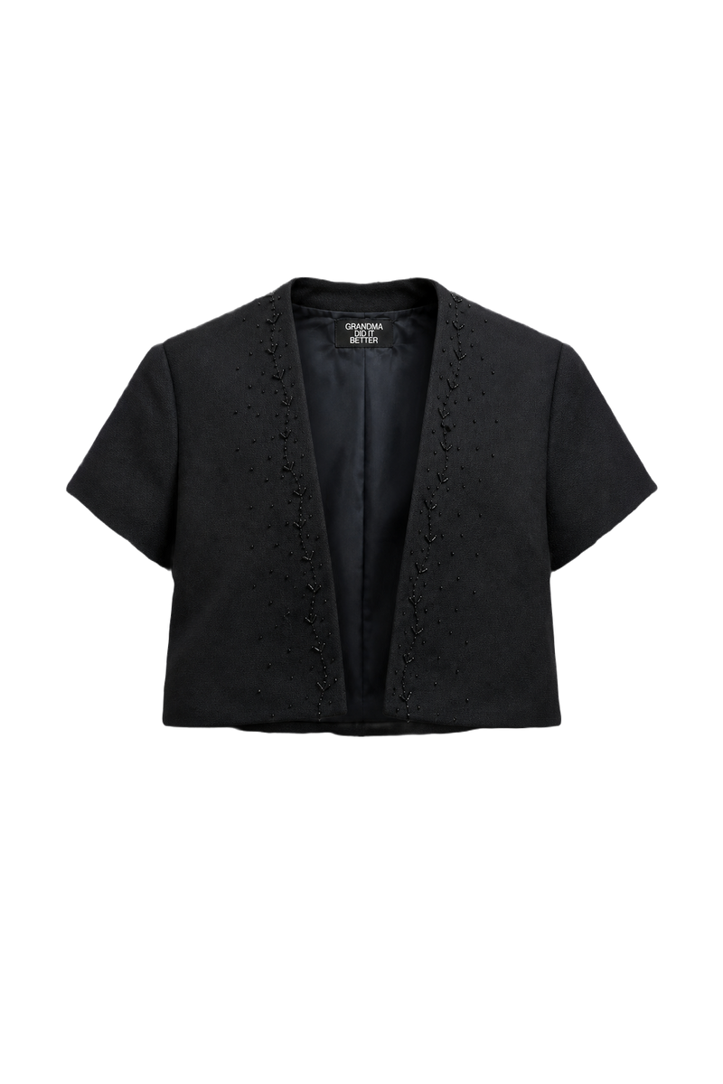 1990s Black Wool Blend Jacket - Front View