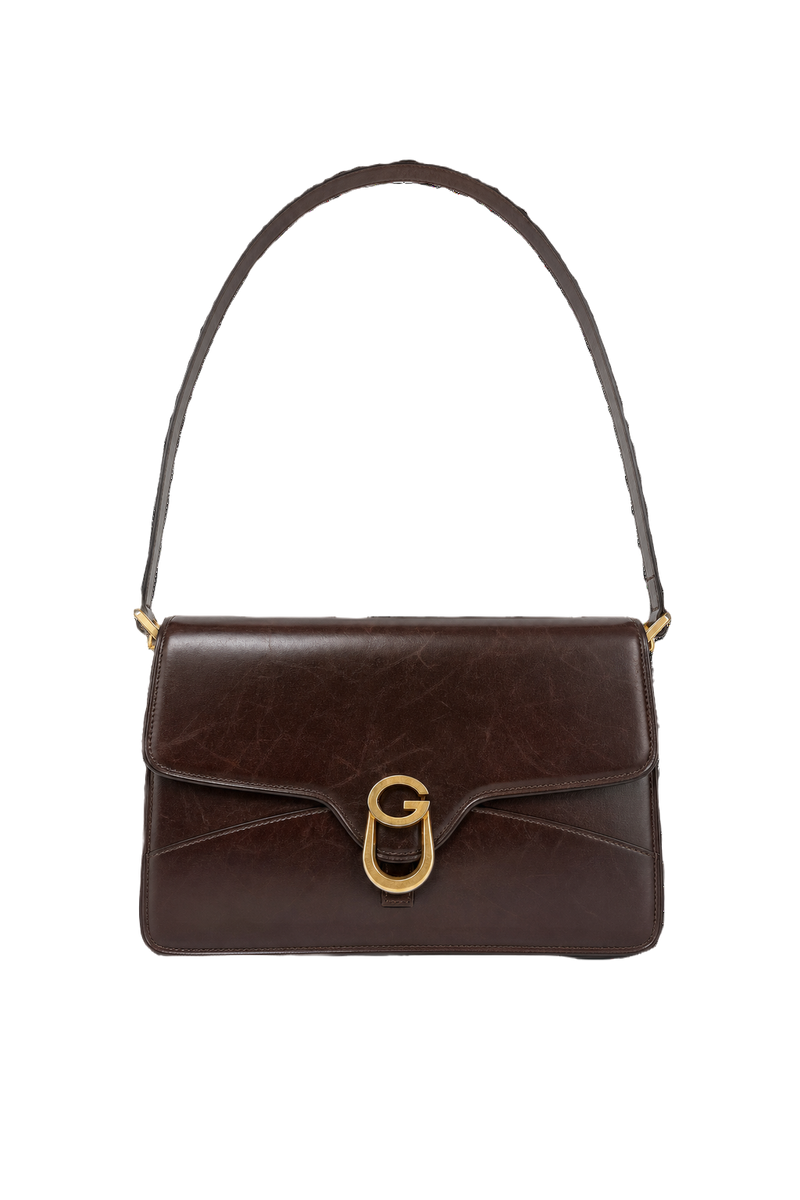 1980s Dark Brown Leather Bag - Front View