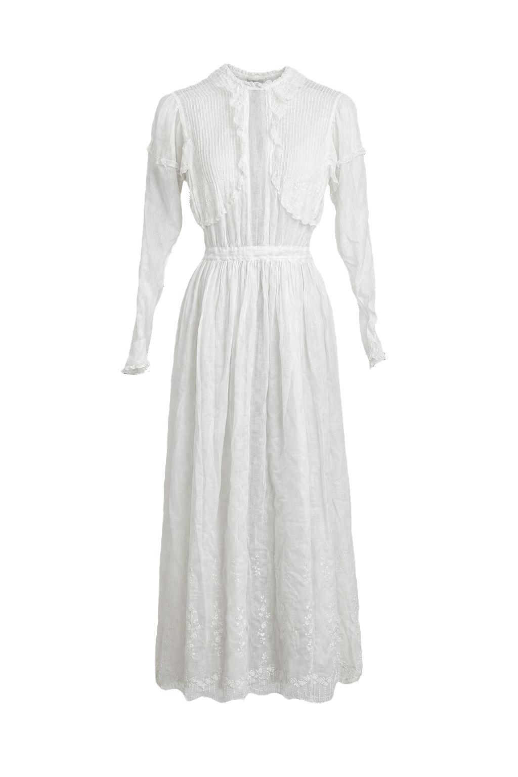 1930s White Cotton Maxi Dress - Front View