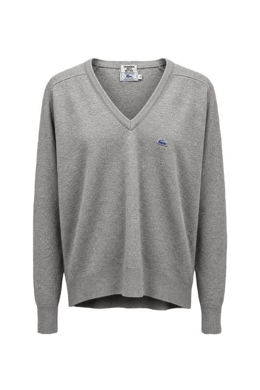 1990s Light Grey Wool Sweater - Front View