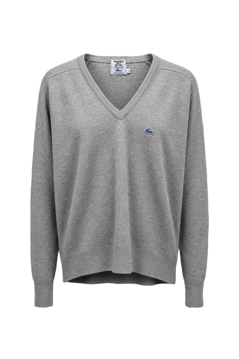 1990s Light Grey Wool Sweater - Front View