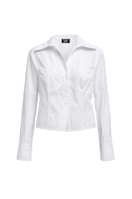 1990s White Cotton Shirt - Front View