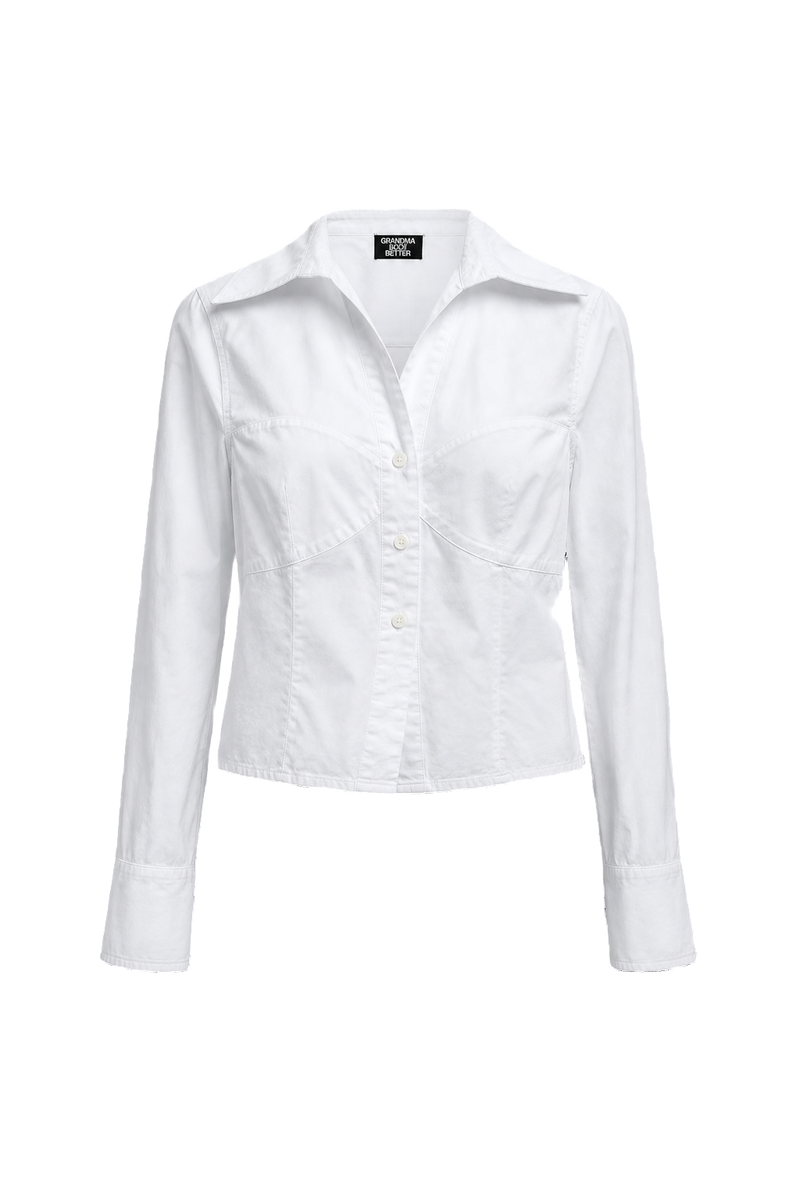 1990s White Cotton Shirt - Front View