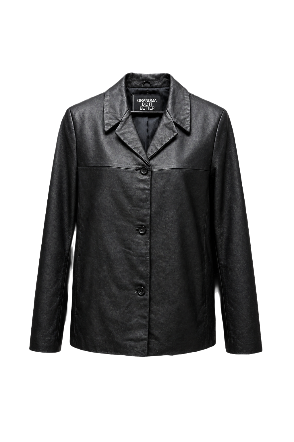 1990s Black Leather Jacket - Front View