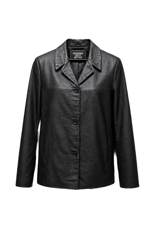 1990s Black Leather Jacket - Front View