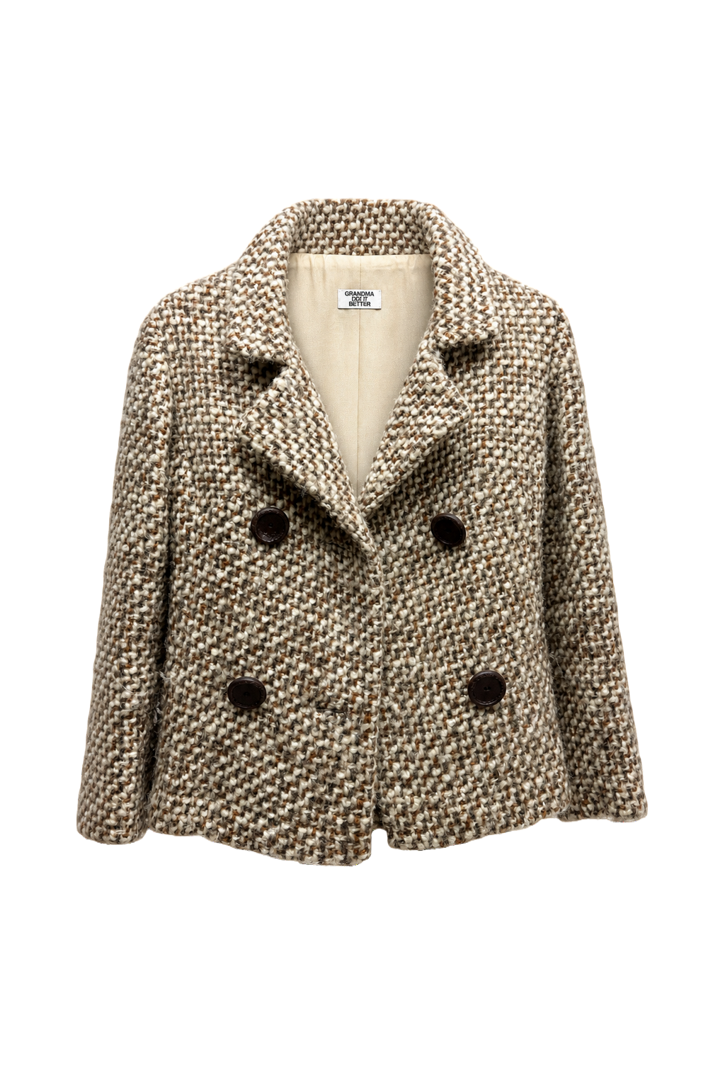 1980s Ivory Wool Blend Jacket - Front View