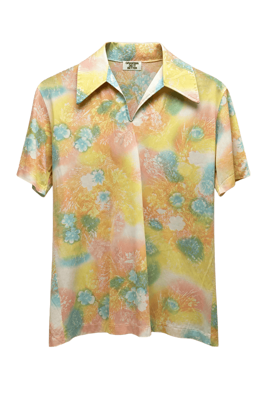 1970s Yellow Polyester Shirt - Front View