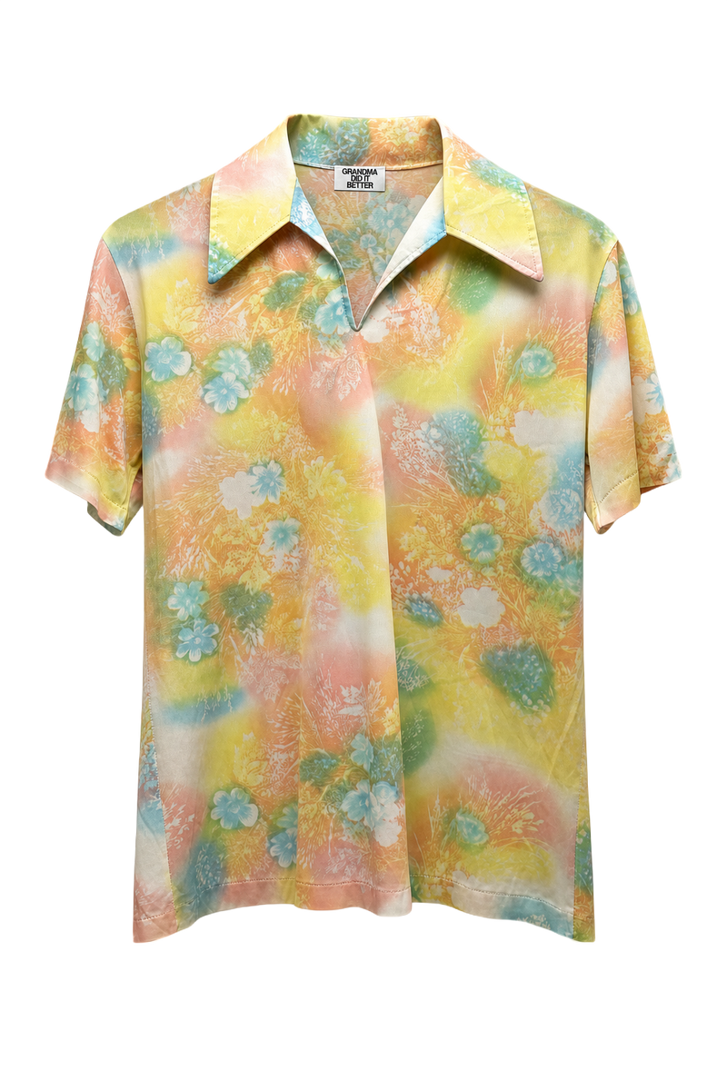 1970s Yellow Polyester Shirt - Front View