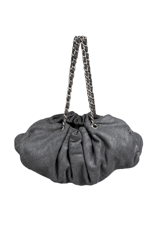 1990s Charcoal Grey Synthetic Bag - Front View