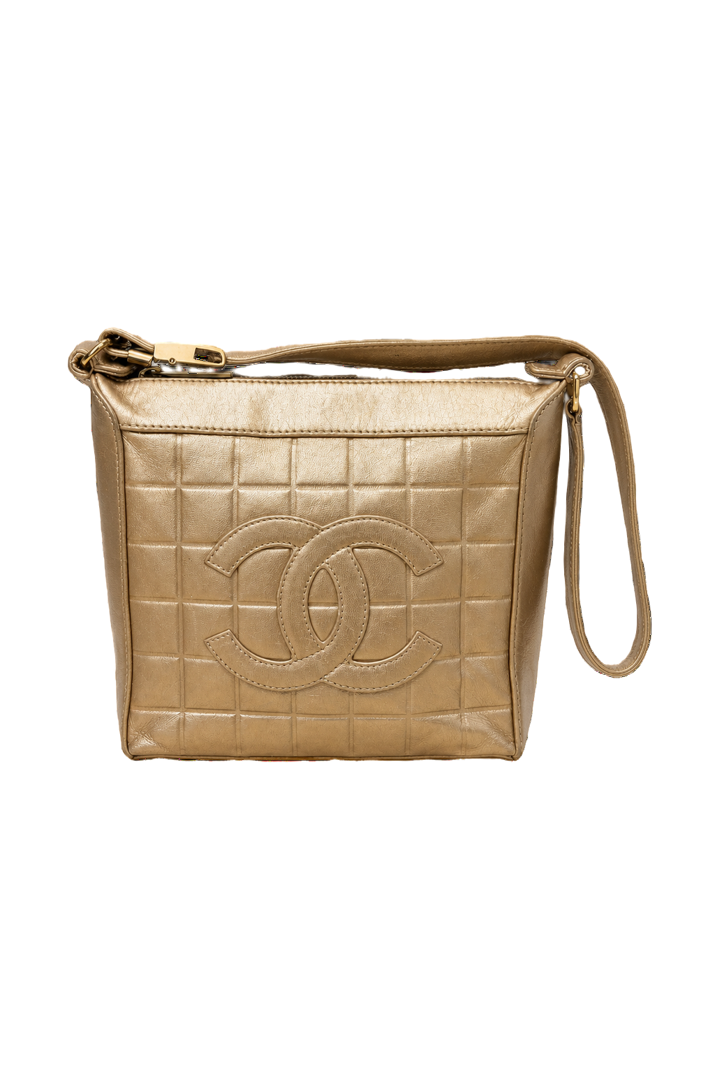 1980s Champagne Gold Leather Bag - Front View