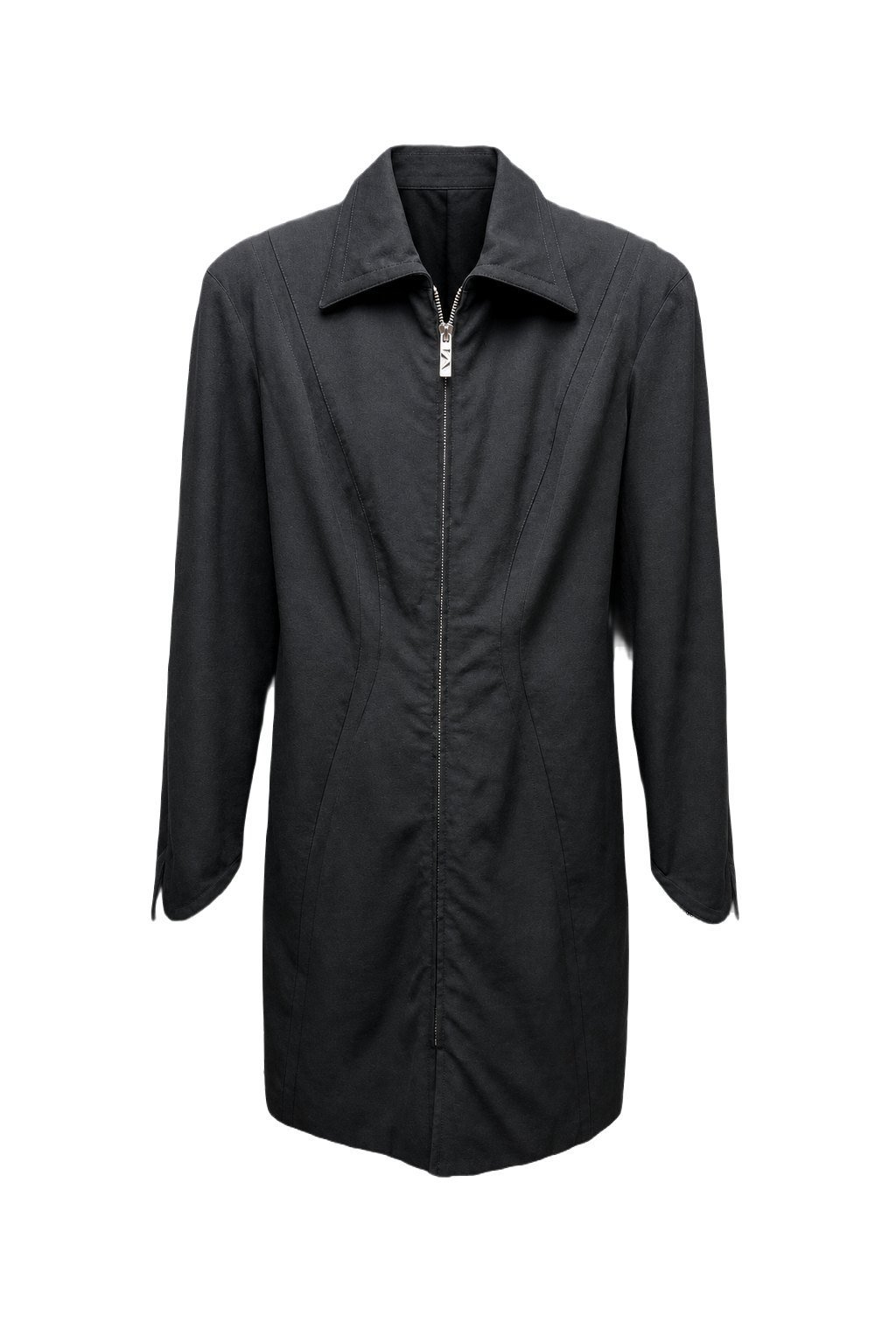 1970s Black Wool Coat - Front View