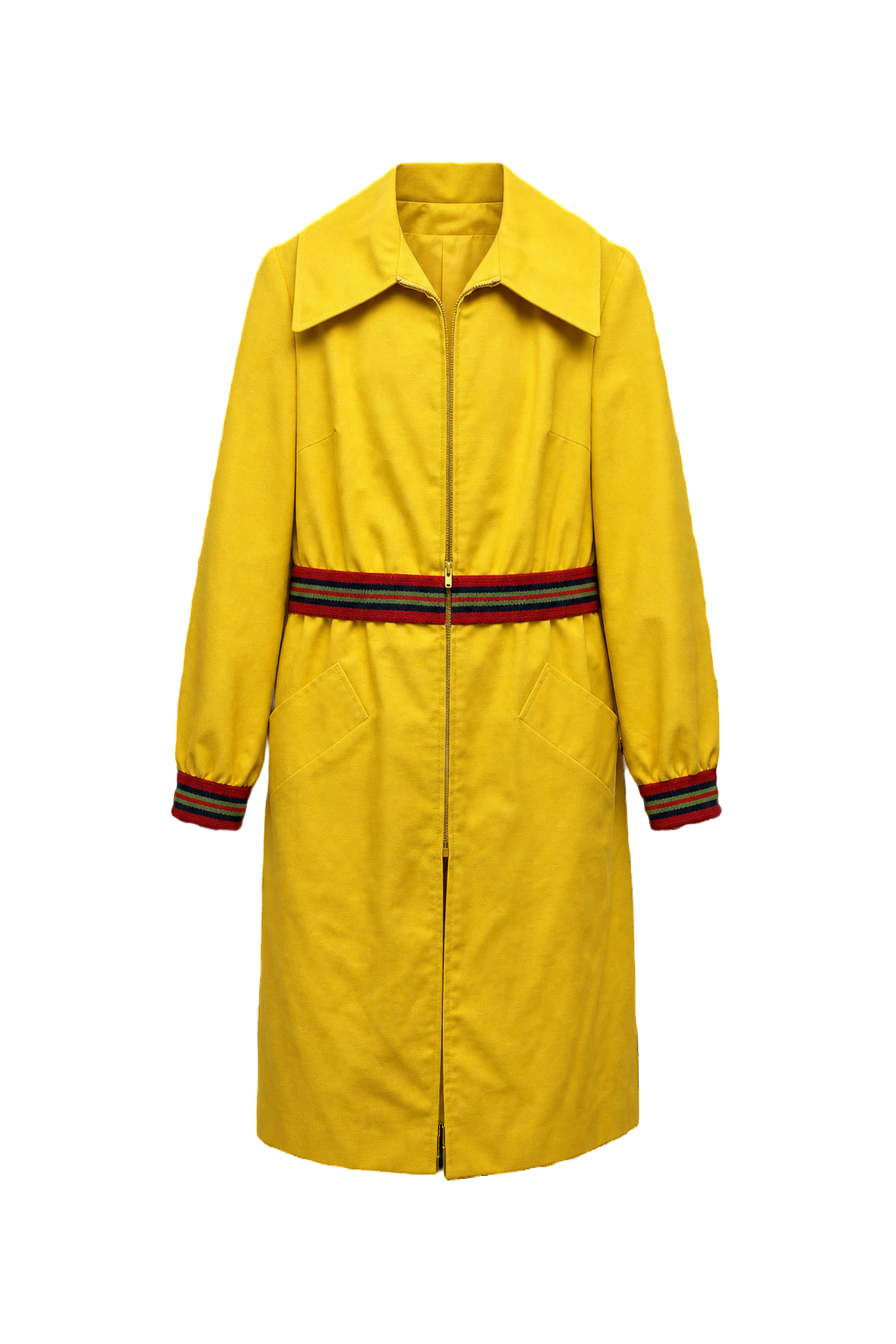 1970s Bright Yellow Cotton Coat - Front View