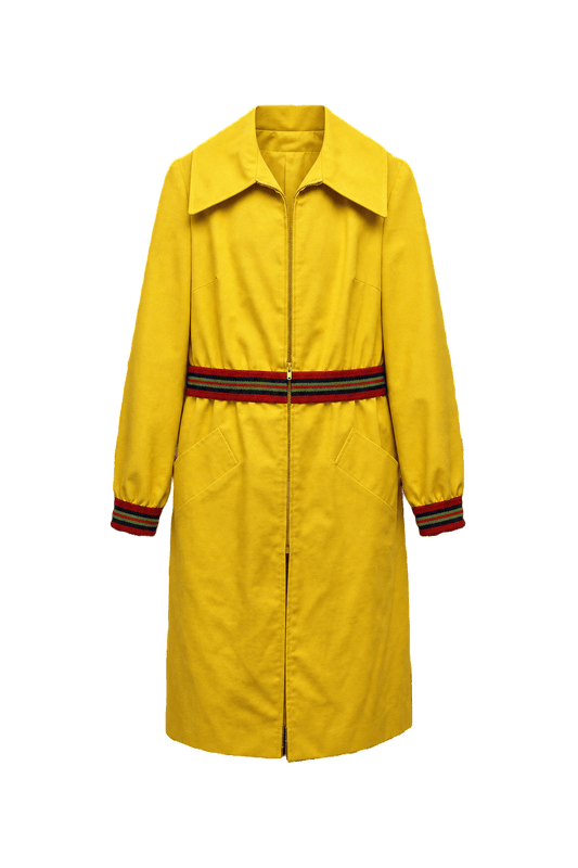 1970s Bright Yellow Cotton Coat - Front View