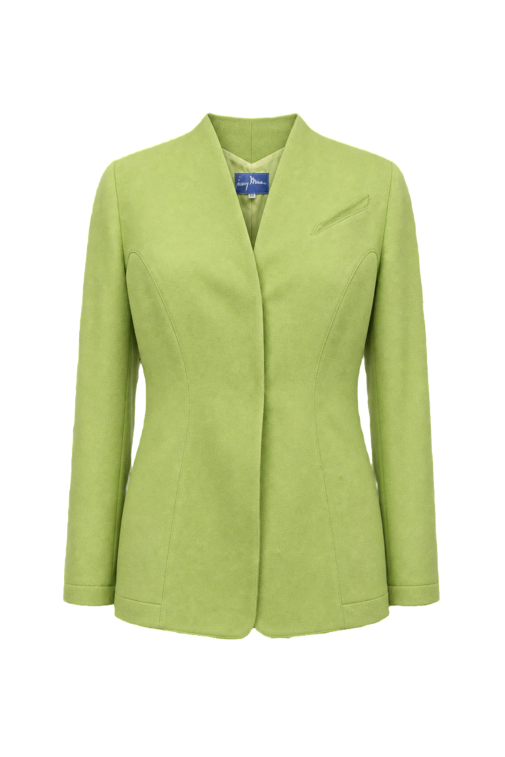 1980s Pastel Green Polyester Blazer - Front View