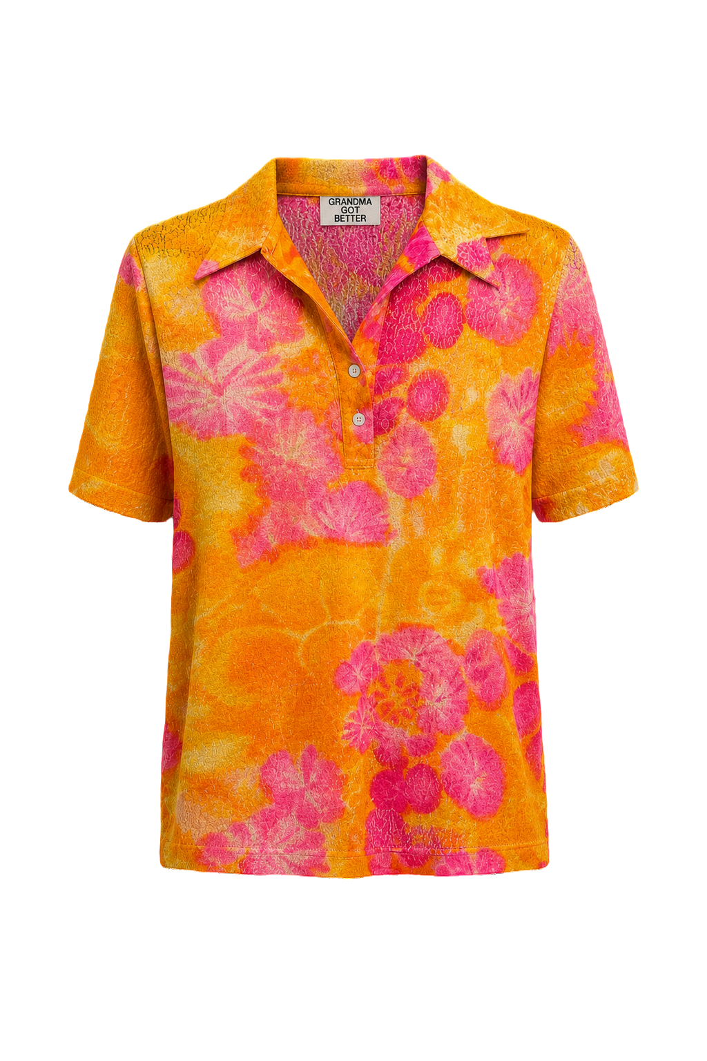 1980s Orange Cotton Shirt - Front View