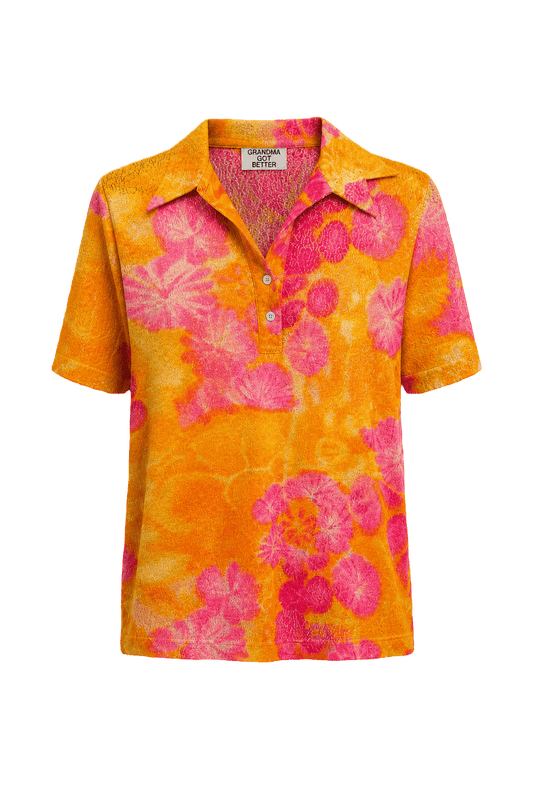 1980s Orange Cotton Shirt - Front View