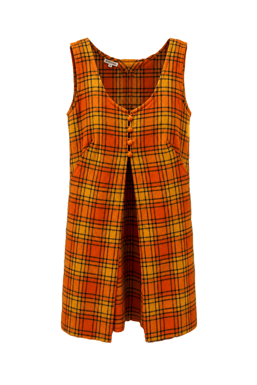 1960s Orange Wool Blend Shift Dress - Front View